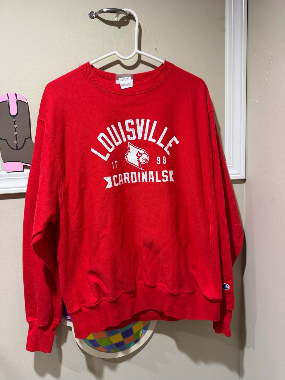 Champion Red Louisville Cardinals Crewneck Sweatshirt